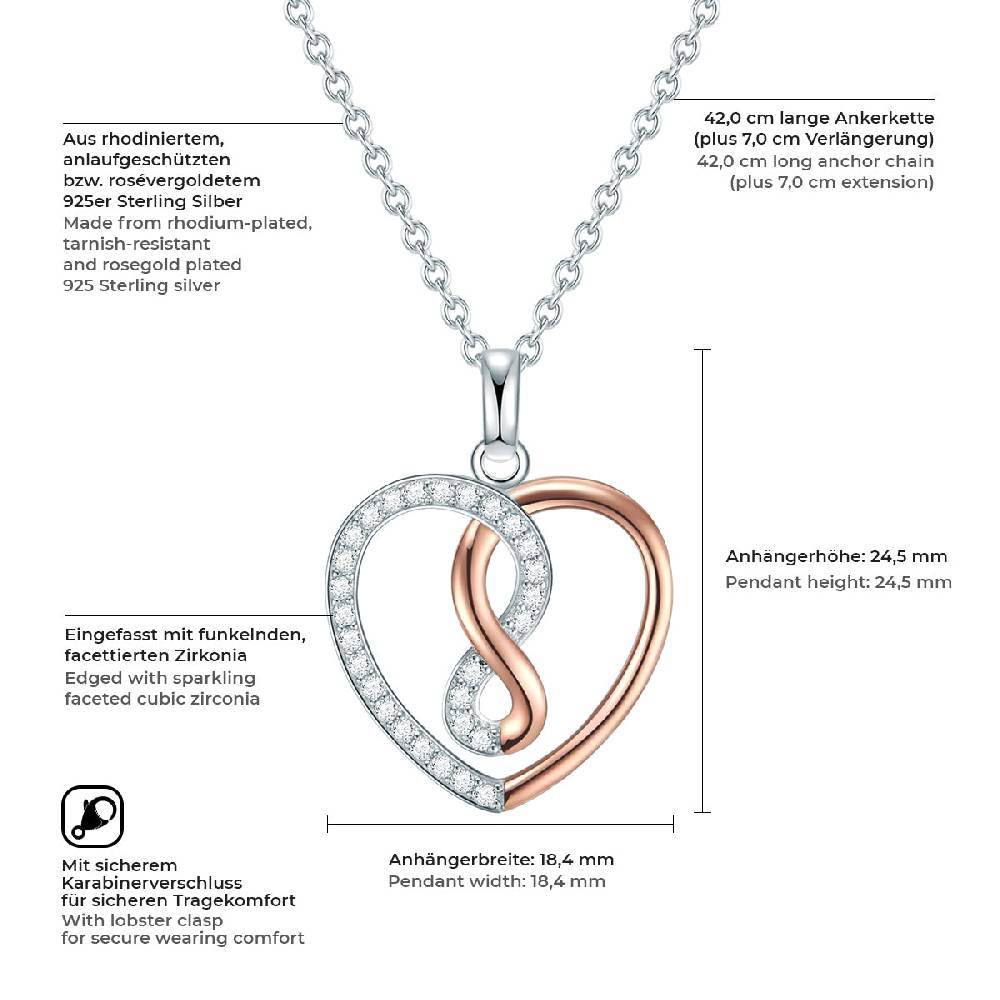 Rafaela Donata Kette mit Anhänger Sterling Silber bi-Color Zirkonia weiß Sonderangebot