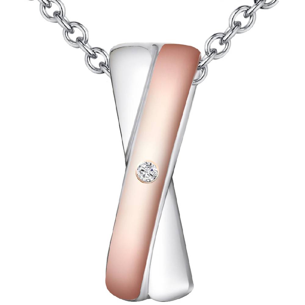 Rafaela Donata Kette mit Anhänger Sterling Silber bi-Color Diamant weiß Valentinstagsangebot