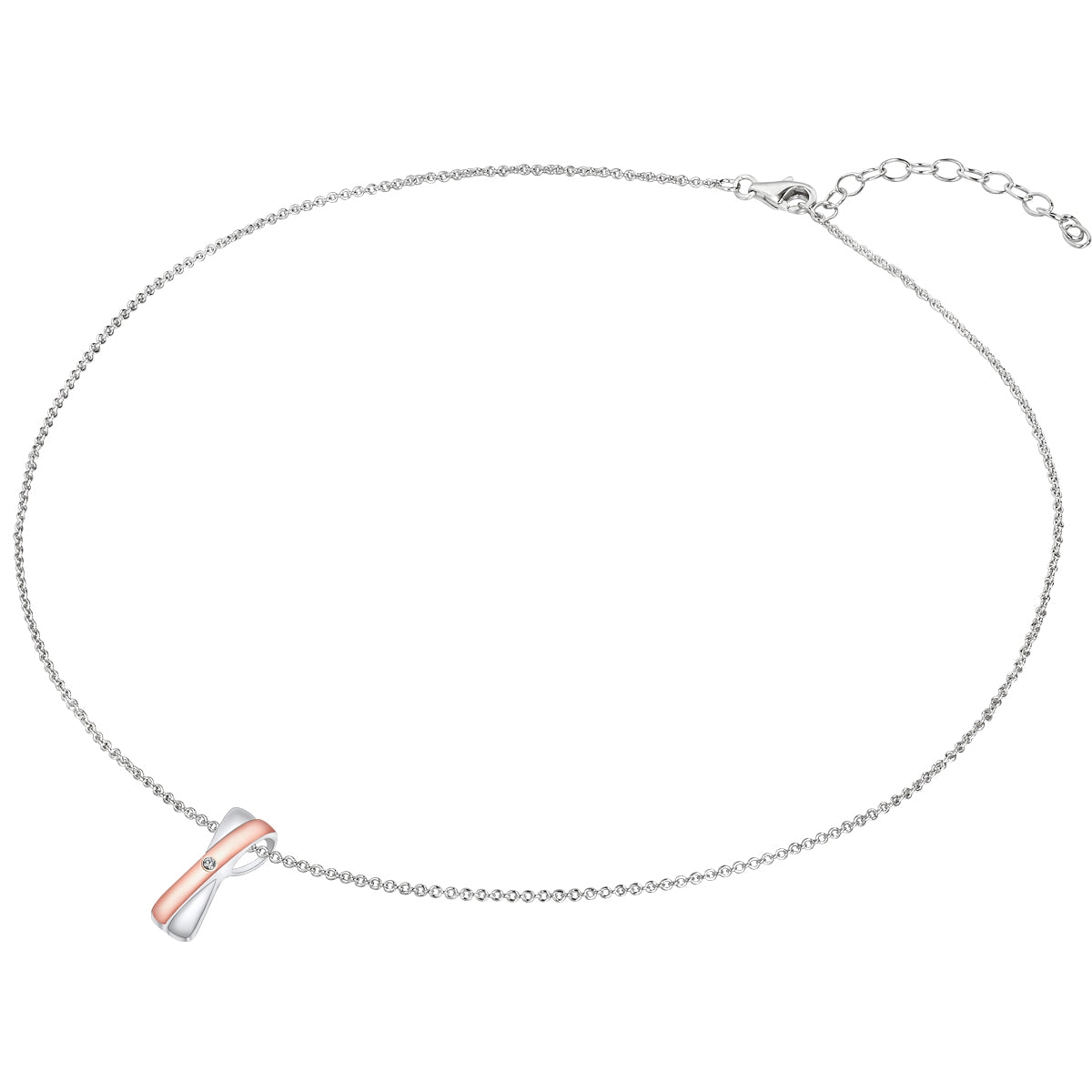 Rafaela Donata Kette mit Anhänger Sterling Silber bi-Color Diamant weiß Valentinstagsangebot