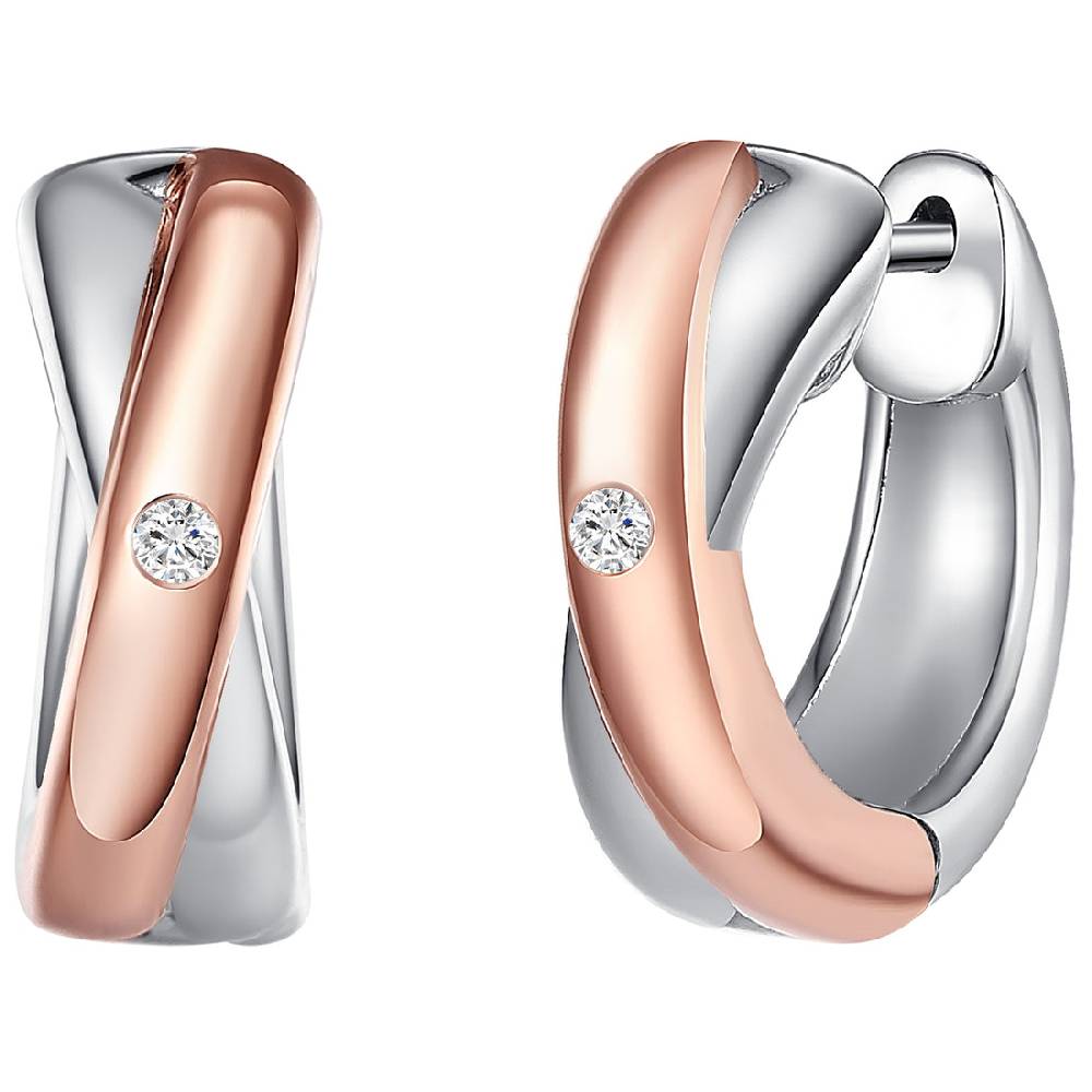 Rafaela Donata Klappcreolen Sterling Silber bi-Color Diamant weiß Tägliche Deals