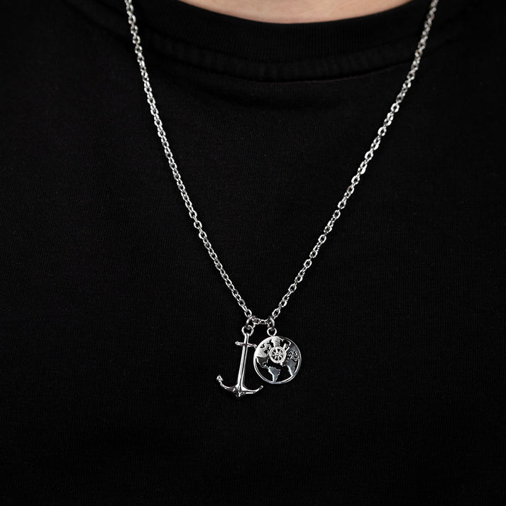 ﻿Save Brave Ankerkette mit Anhängern Anchorworld - Farbe Silber Kostenlose Rückgabe