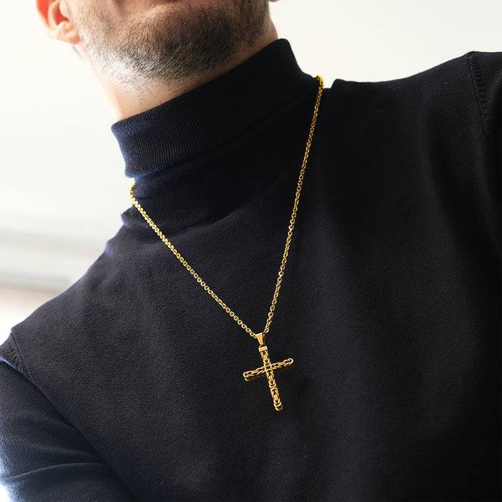 Save Brave Goldene Ankerkette Dan mit Anhänger Kreuz Begrenzte Freigabe