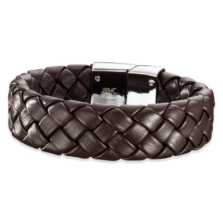 Save Brave Geflochtenes Lederarmband Kilo - braun & schwarz Save Brave Geflochtenes Lederarmband Kilo - braun & schwarz