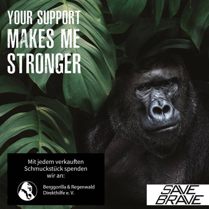 Save Brave Halskette Rano mit schwarzem Anhänger Gorillakopf Vierteljährliche Förderung