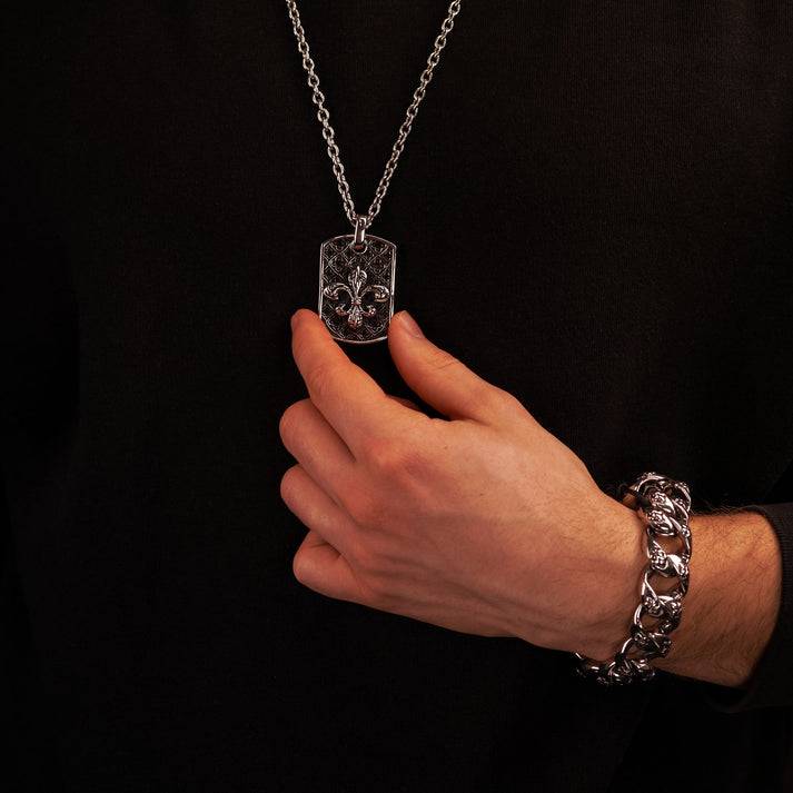 Save Brave Ankerkette Queen mit Dog Tag Anhänger Fleur de Lys Outlet