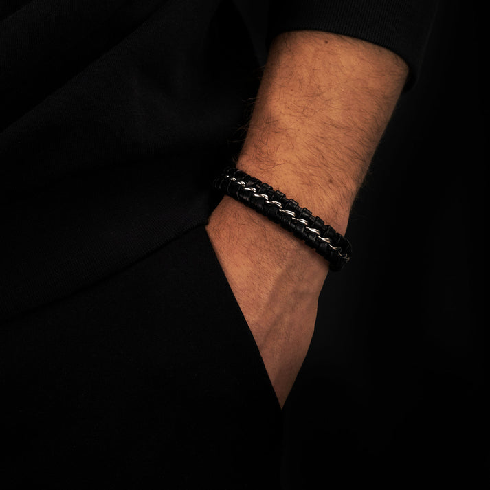 Save Brave Armband Lima aus geflochtenem Leder & Edelstahl Günstig kaufen