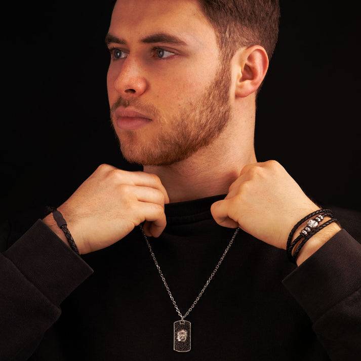 Save Brave Lederarmband Aaron mit Carbonperlen Begrenztes Angebot