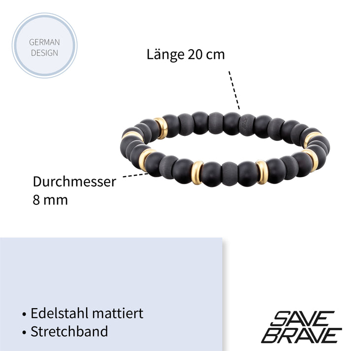 Save Brave Perlenarmband Russell mit Carbon & Edelstahl Jubiläumsangebot
