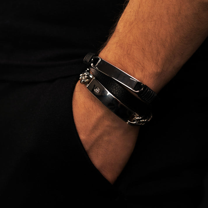 Save Brave Doppeltes Lederarmband Mason mit Edelstahl Neueste Stile