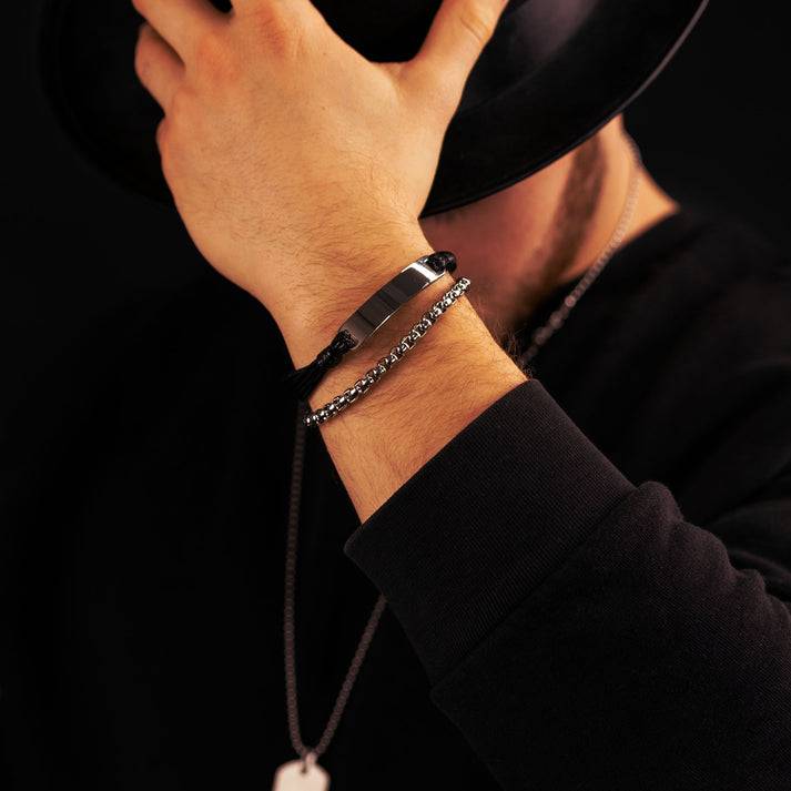 Save Brave Doppeltes Armband Oliver aus Edelstahl & Leder Riesige Rabatte