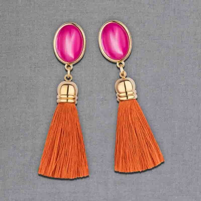 SchwesterSchwester Schimmernde pinkfarbene Ohrstecker mit Quaste in Rostorange von AmuseToi Bis zu 65% Rabatt