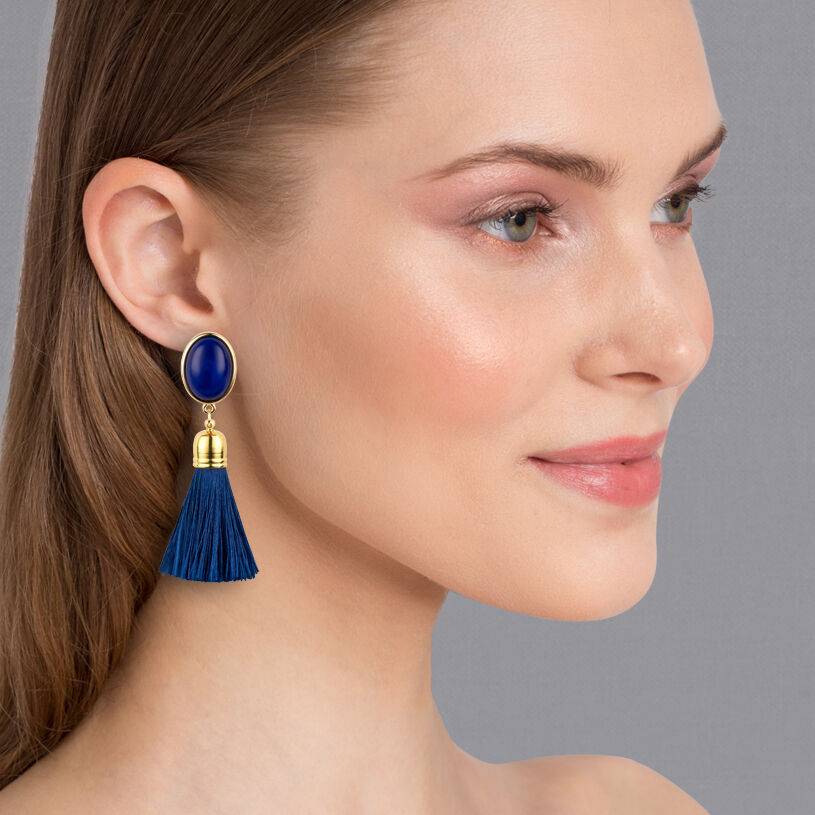 SchwesterSchwester Quasten Ohrringe als Ohrclips in Dunkelblau mit marineblauer Quaste von AmuseToi Begrenztes Angebot