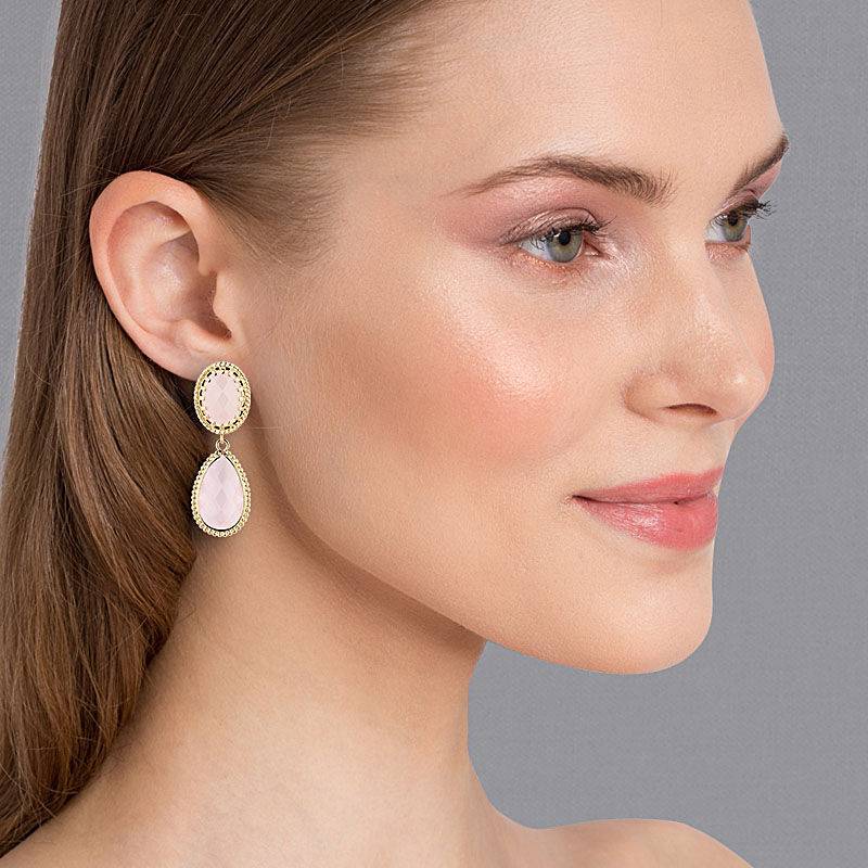 SchwesterSchwester Zartrosa Tropfenohrringe mit funkelnden facettierten Tropfen Letzte 3 Tage
