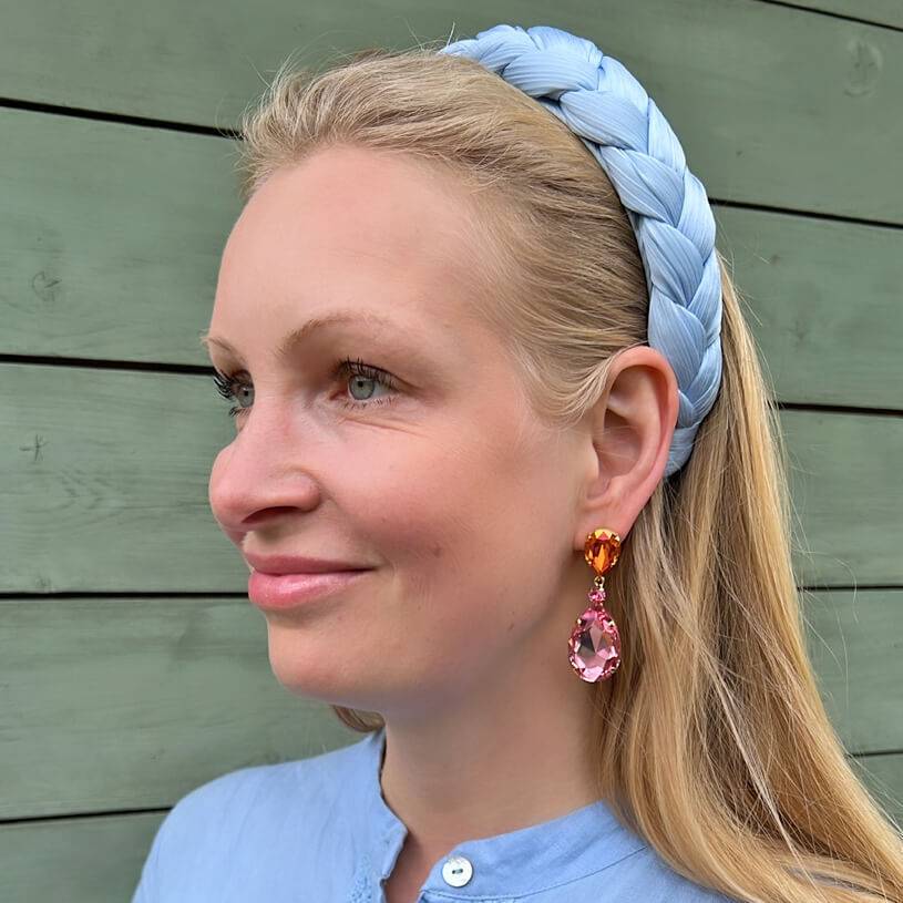 SchwesterSchwester Funkelnde Ohrstecker mit Glas-Kristallen in Orange und Rosa Exklusive Angebote