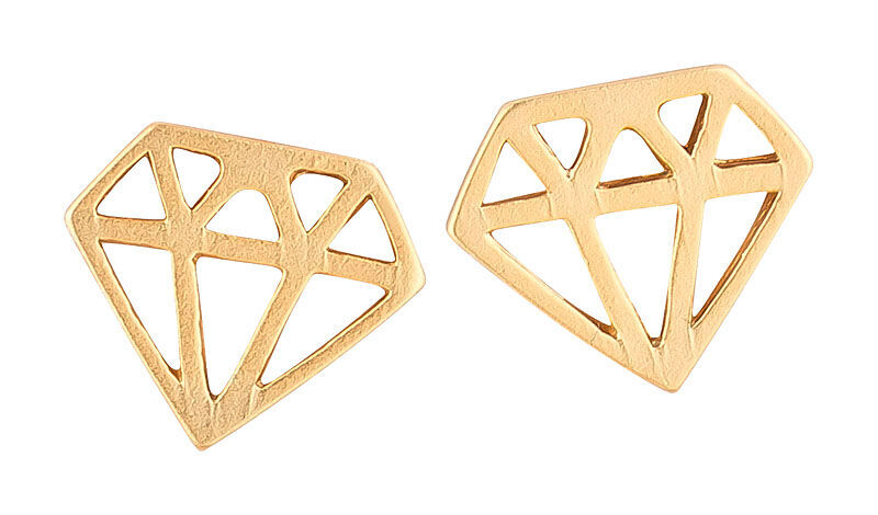 SchwesterSchwester Vergoldeter kleiner Ohrstecker in Diamantform Online