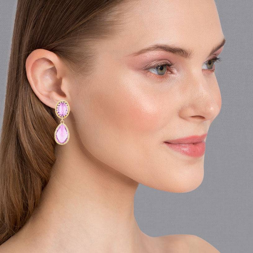 SchwesterSchwester Violette Tropfenohrringe mit funkelnden facettierten Tropfen Große Rabatte