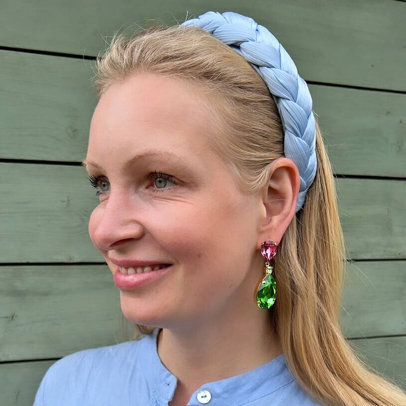 SchwesterSchwester Funkelnde Ohrstecker mit Glas-Kristallen in Grün und Rosa Tiefpreis
