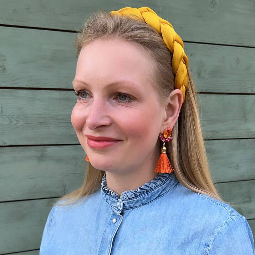 SchwesterSchwester Glitzernde Ohrstecker mit Glas-Kristallen in Pink und Orange mit edler Quaste Wochenangebot