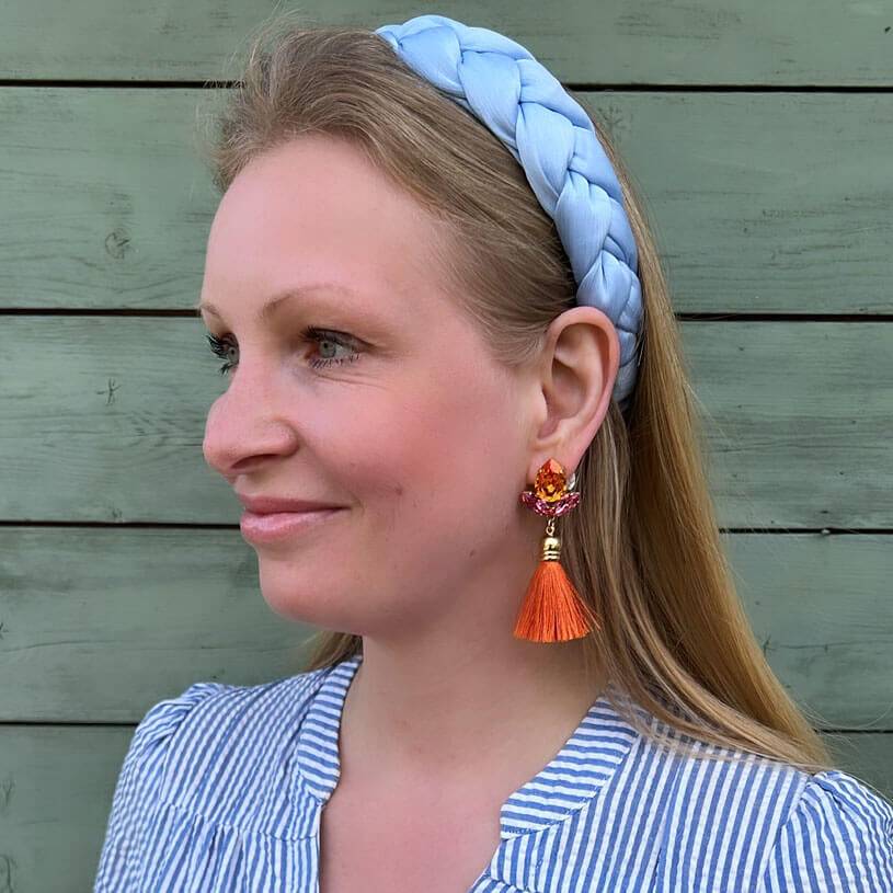 SchwesterSchwester Glitzernde Ohrstecker mit Glas-Kristallen in Pink und Orange mit edler Quaste Wochenangebot