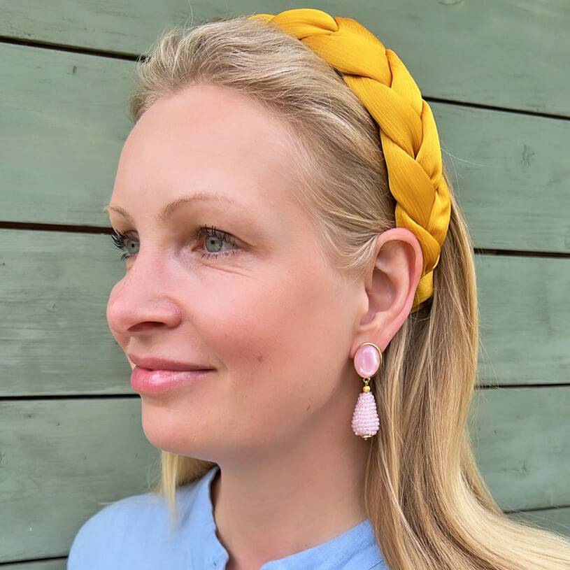 SchwesterSchwester Vergoldeter rosafarbener Ohrstecker mit Glitzer-Tropfen Discount Store für neue Produkte