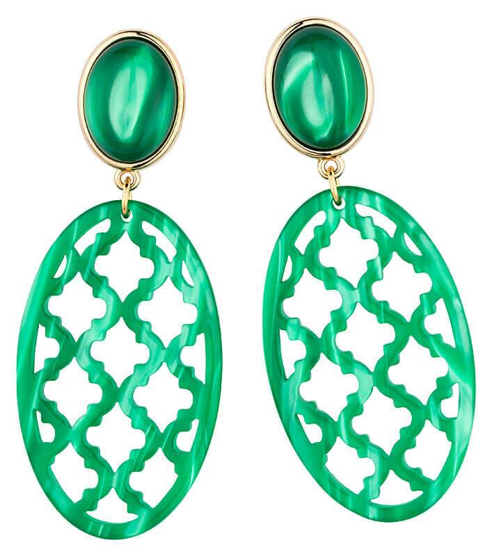 SchwesterSchwester Vergoldete Ohrstecker in schimmerndem Dunkelgrün mit schönem Oval im Marrakesch-Stil von AmuseToi Online Shopping