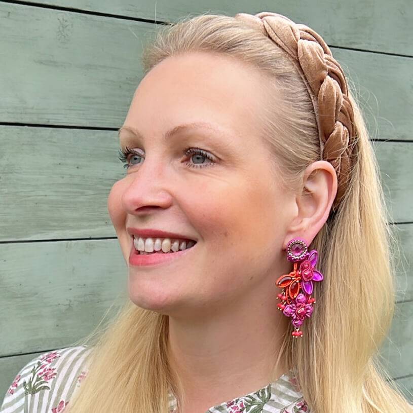 SchwesterSchwester Große Soutache-Ohrringe in Pink, Orange und Violett Günstig kaufen